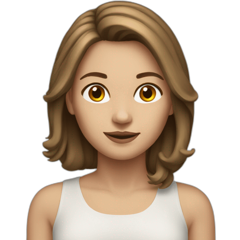 white woman shoulder length brown hair emoji