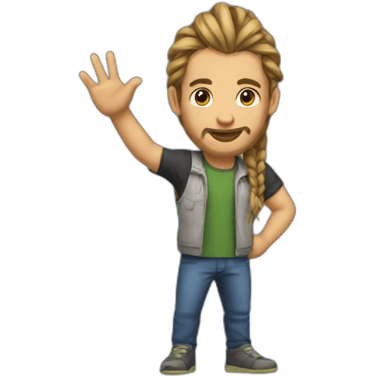 manbun gamer waving emoji