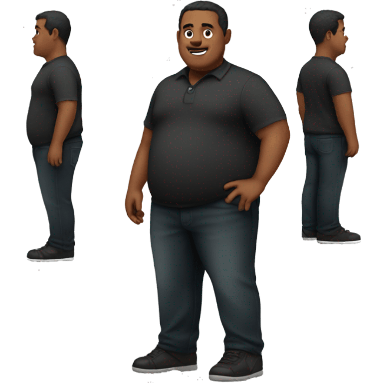 Slightly overweight man wearing Thrudark clothes from head to toe emoji