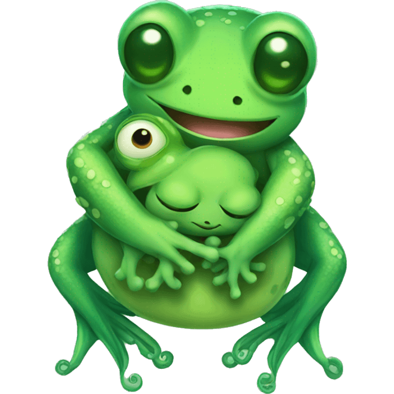 Frog hug octopus cute emoji