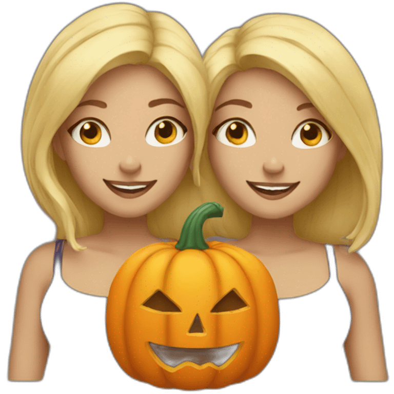 two blondes with pumpkins emoji