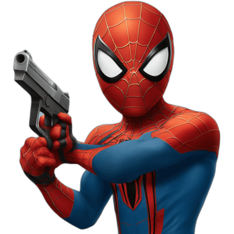 Spider-Man with gun emoji