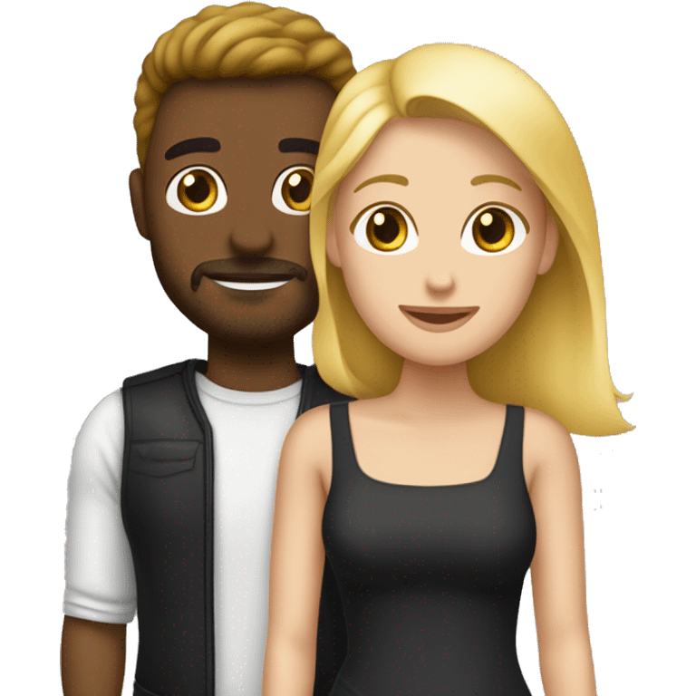 Crea un emoji que sea de una pareja y que uno sea un negro y la otra una rubia blanca  emoji