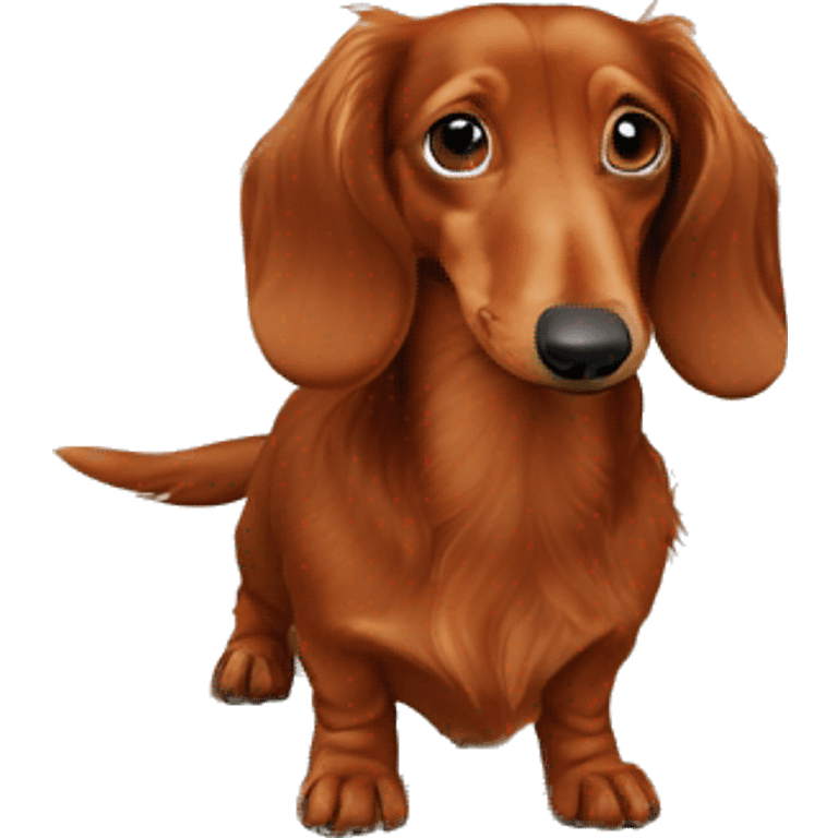 Red longhaired dachshund begging for food emoji