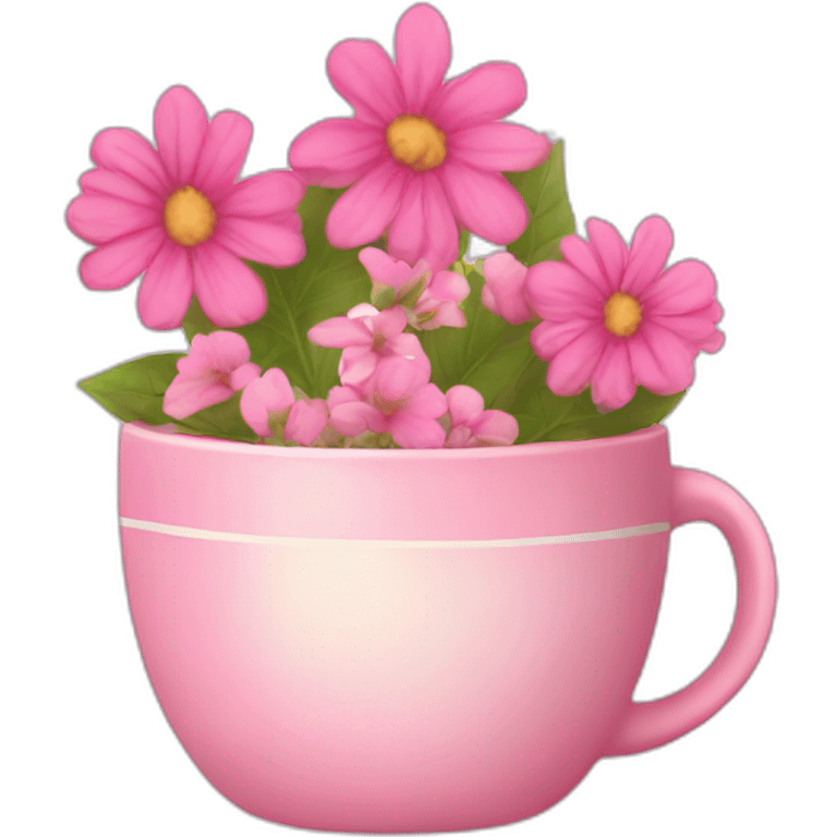 pink cup of tea with flowers emoji