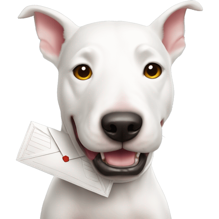 White Bull terrier with mail   emoji