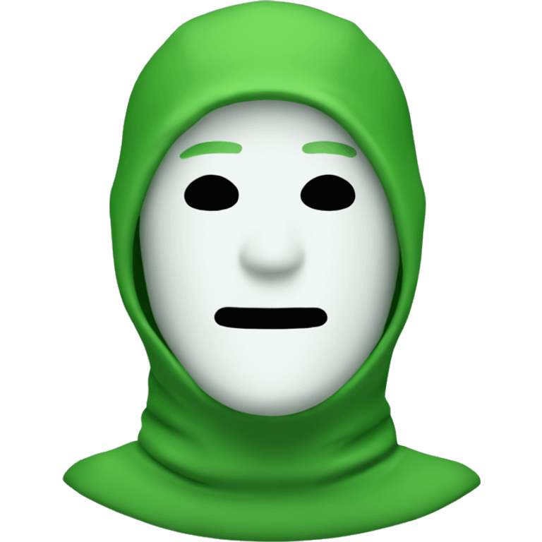 green and white ski mask without glasses emoji