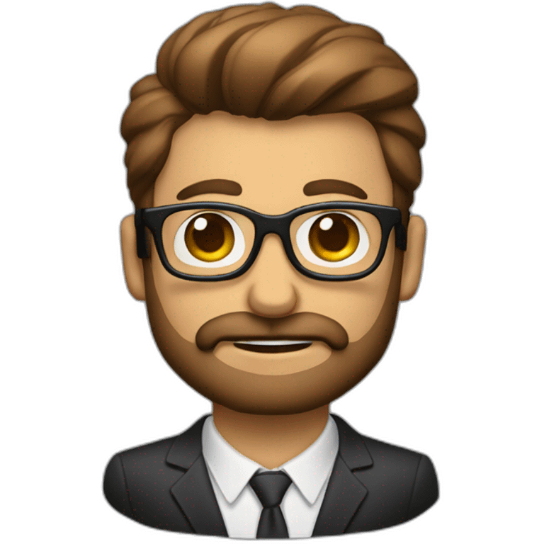 Hombre moreno con gafas, barba y bozo emoji