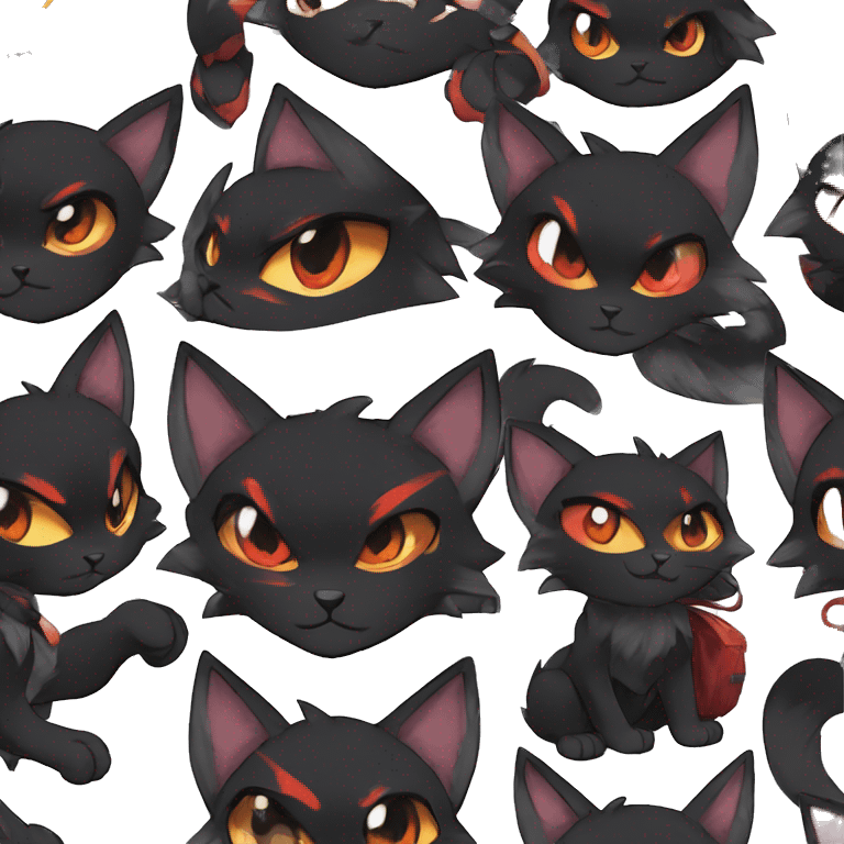 Edgy Shy Anthro boyish cool pretty dark black Litten-Pokémon-cat-fursona techwear emoji