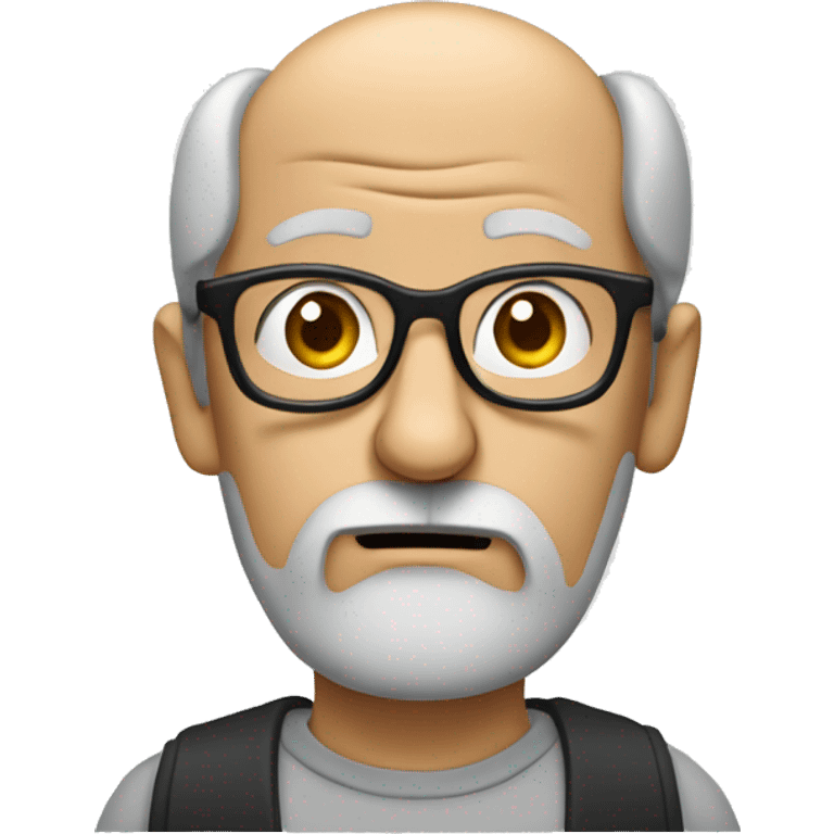 Old thin man with glasses and beard, confused by technology emoji