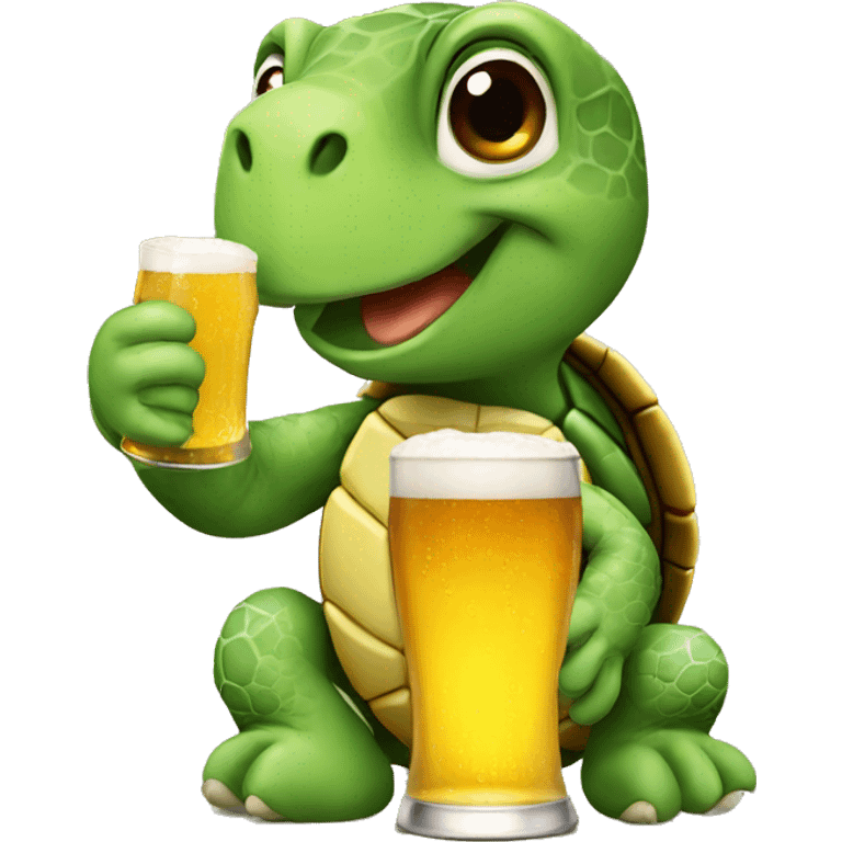 A turtle drinking beer emoji