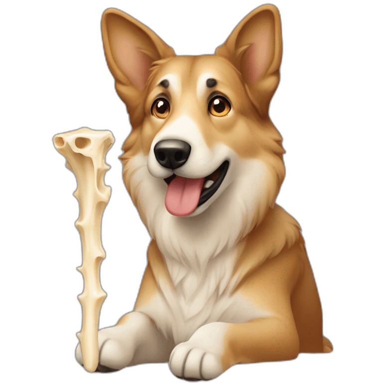 gernam shepherd  eating bone  emoji