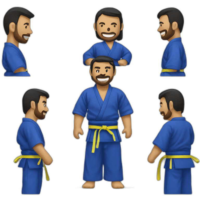 Kimono negro cinturón azul bjj emoji