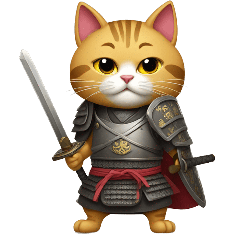 samurai cat with a shield and a sword emoji