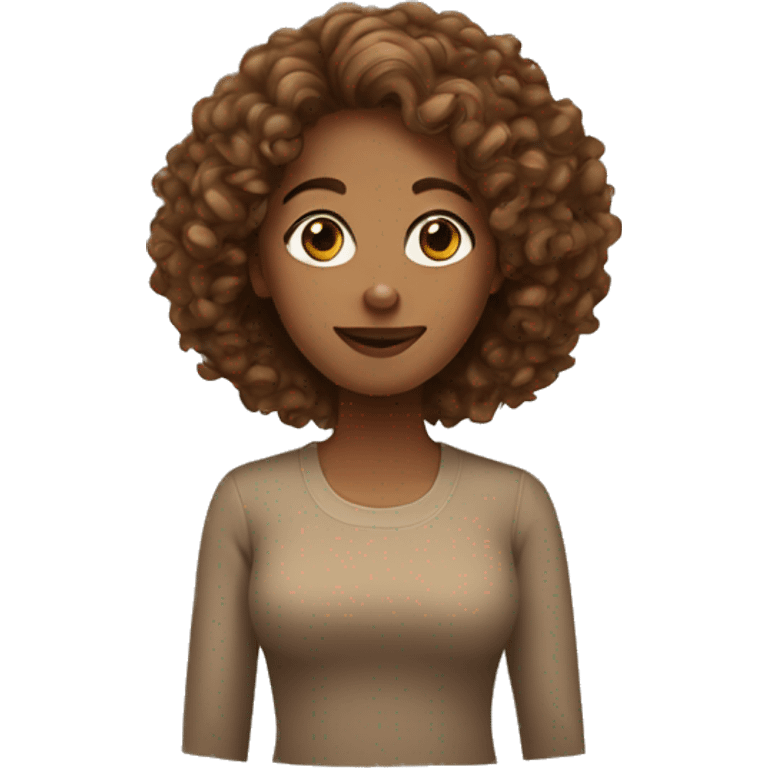 light brown woman with curly hair emoji