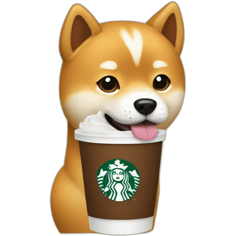 Shiba drinking Starbucks cup emoji