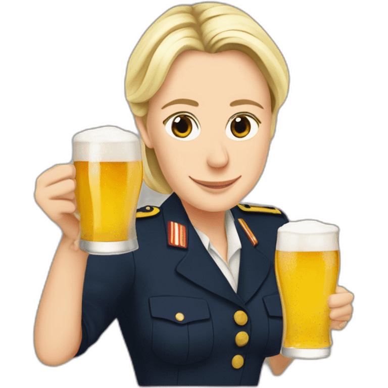 Marine lepen avec une bière emoji