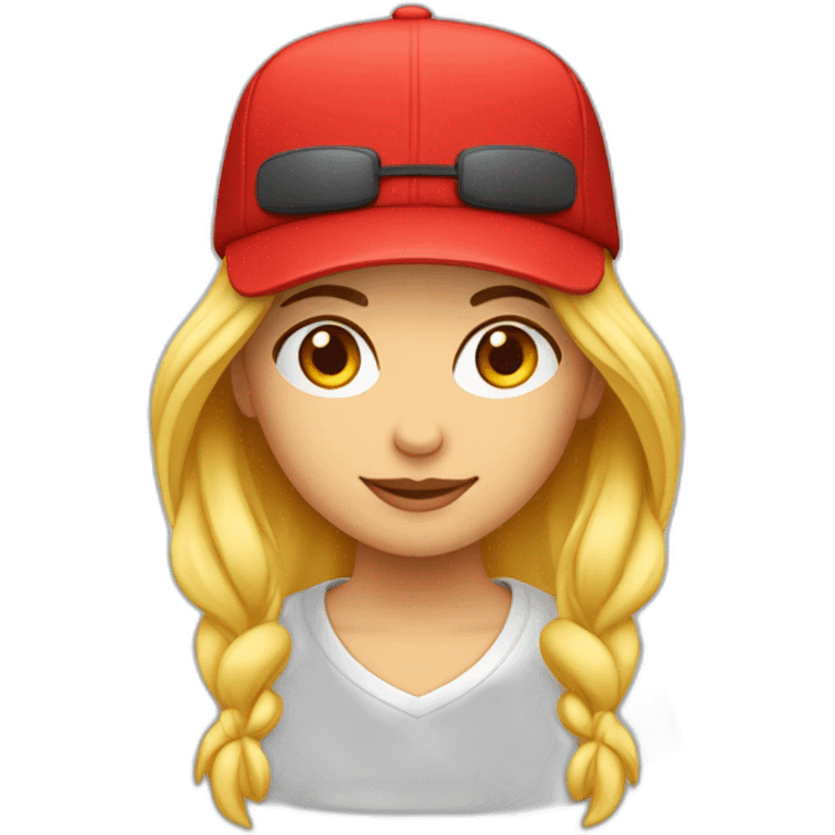 Fille avec capuche blanche et casquette rouge  emoji