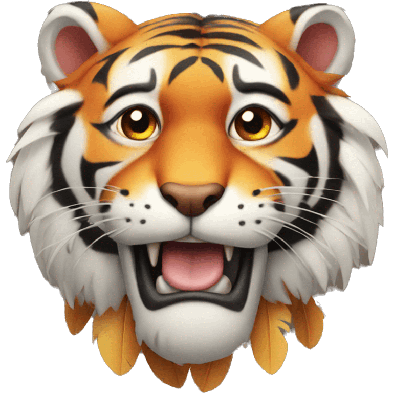 A tiger with turkey feathers  emoji