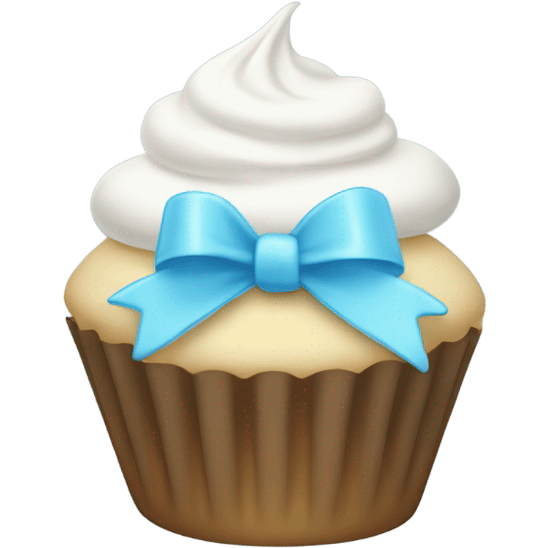 White cupcake with light blue bow emoji