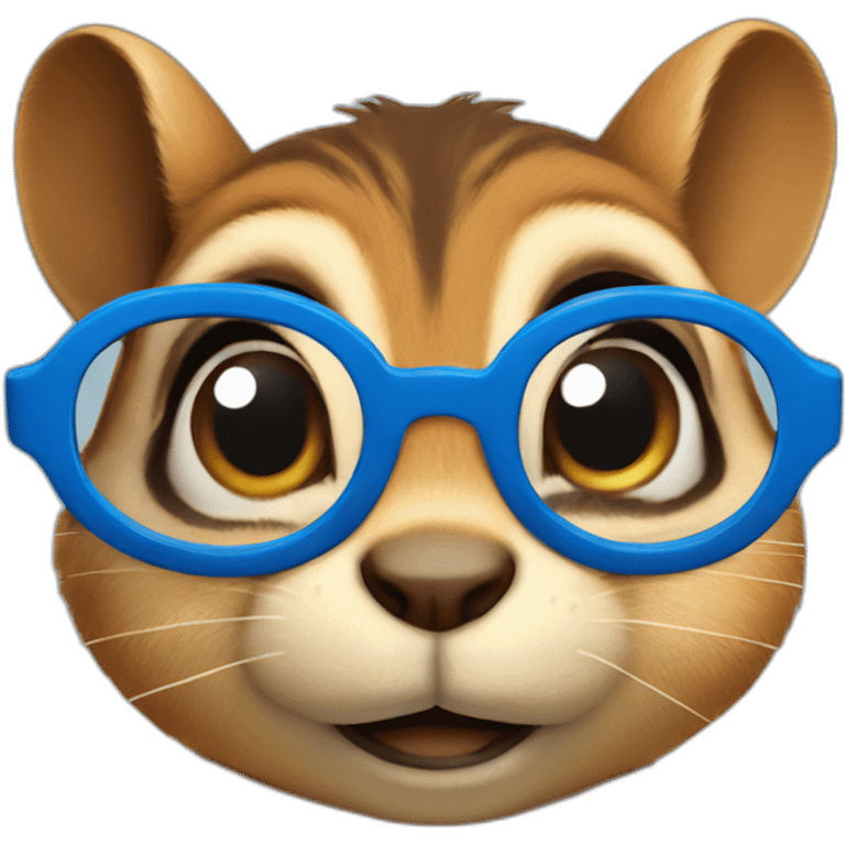 Chipmunk wearing blue round glasses and frowning emoji