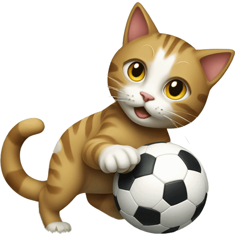 Cat kicking soccer ball emoji