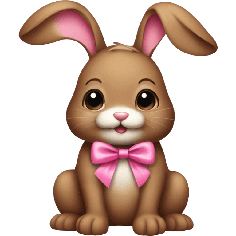 cute brown bunny with pink bow  emoji