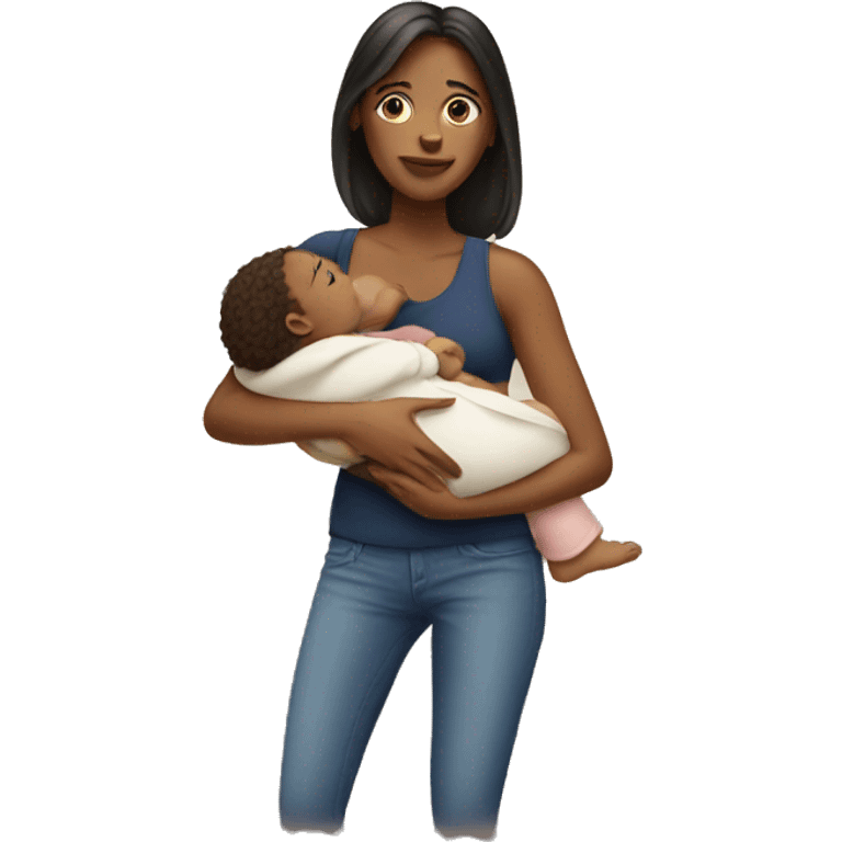 A woman holding a baby on her hip emoji