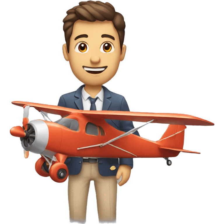 man holding model plane emoji