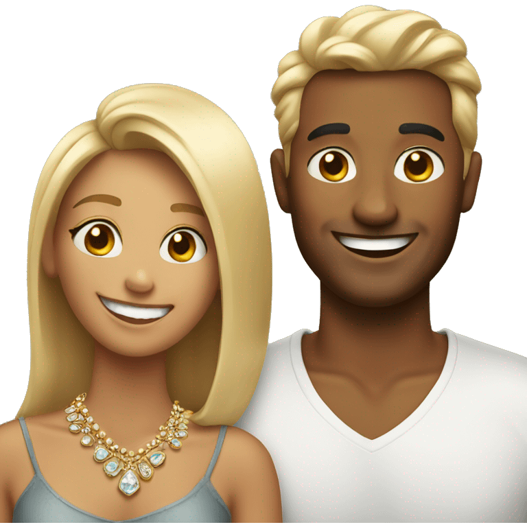 smiling couple with jewelry emoji