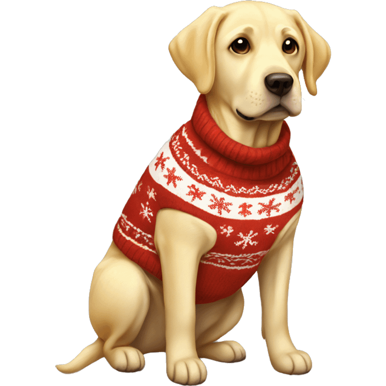 Yellow Labrador with Christmas sweater emoji