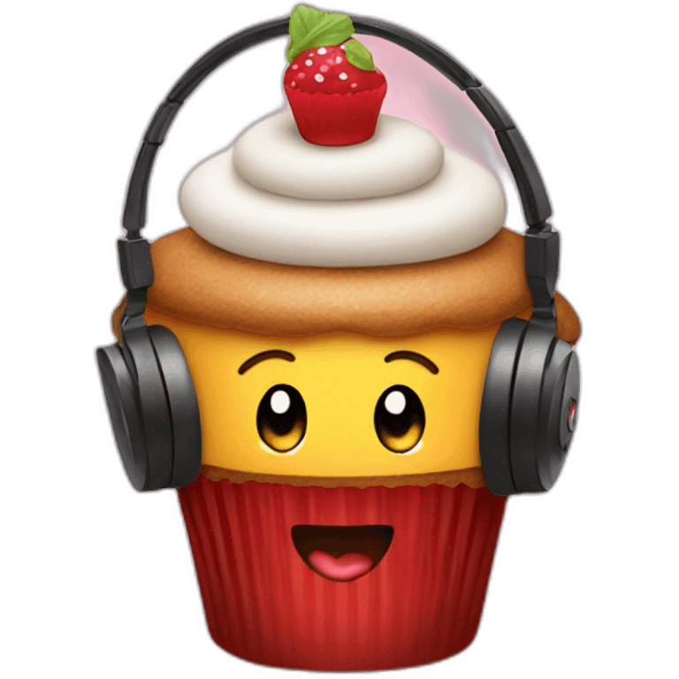 cupcake wearing headphones emoji