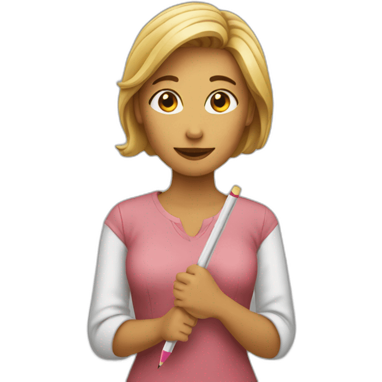 woman holding a pencil emoji