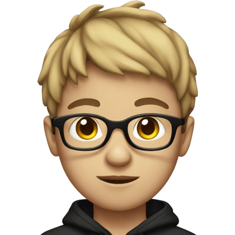 autistic kid with glasses in a black hoodie emoji