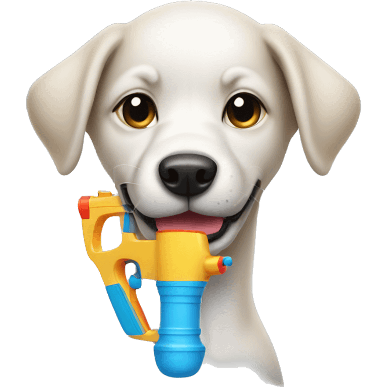 dog holding a water gun emoji