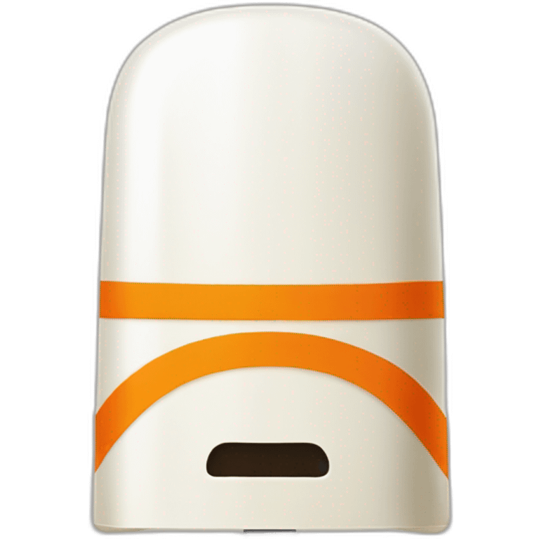 a white popsicle with one horizontal orange stripe wearing a medieval helmet emoji