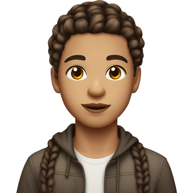 light skin teen boy with brown eyes and big lips with braids emoji