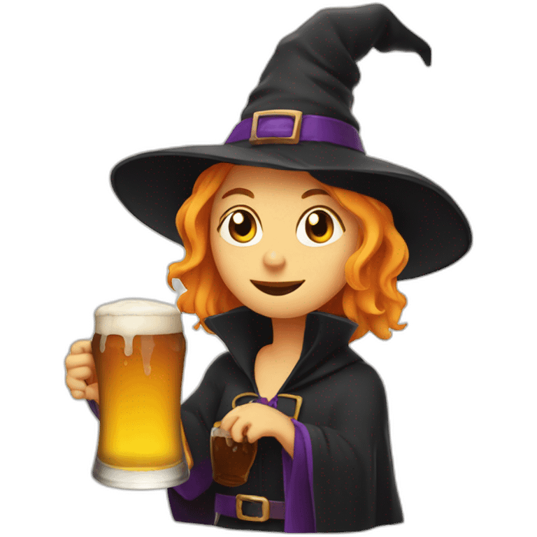 Witch with beer emoji