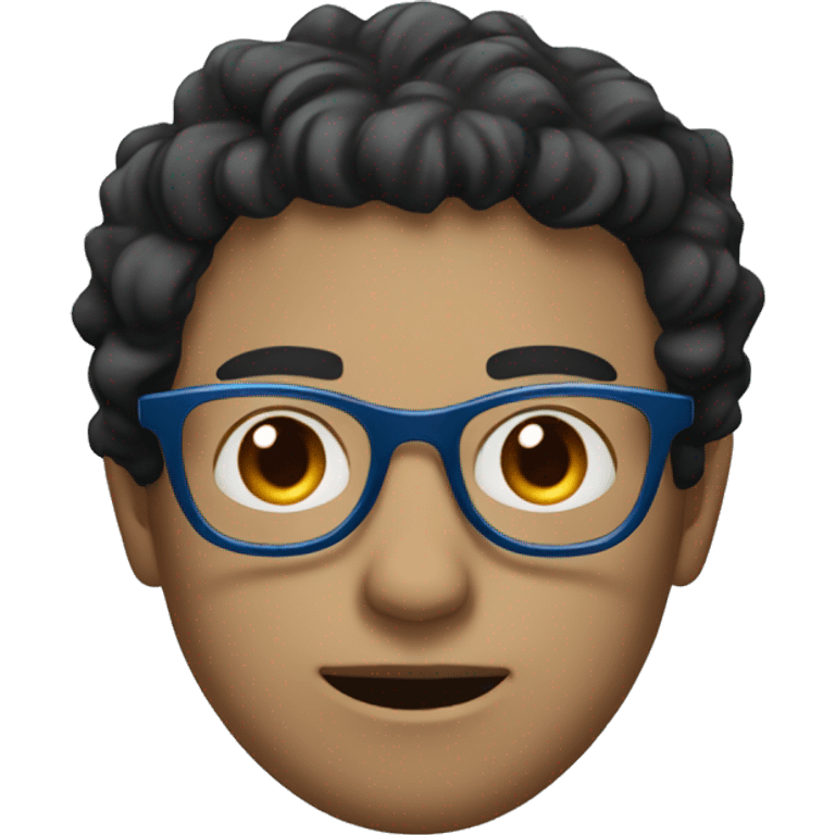 light guy with wavy short black hair and round blue glasses emoji