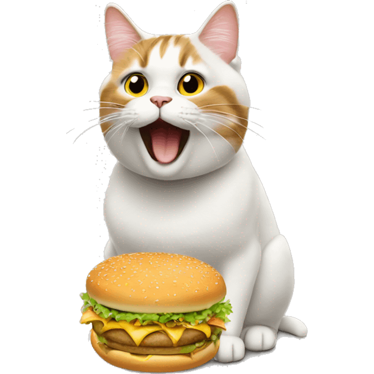 Cat eat a big mac emoji