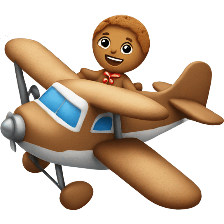 Gingerbread cookie riding an airplane emoji