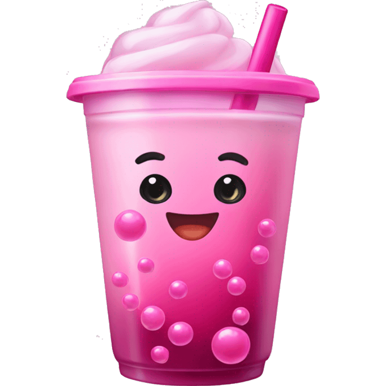 pink bubble tea with dark pink bubbles emoji