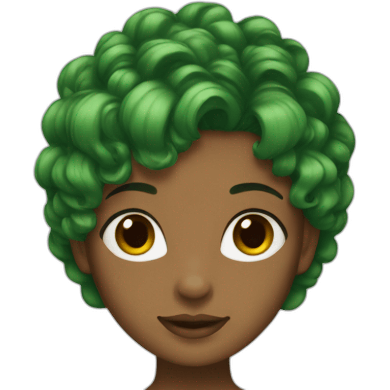 green hair, brown girl emoji