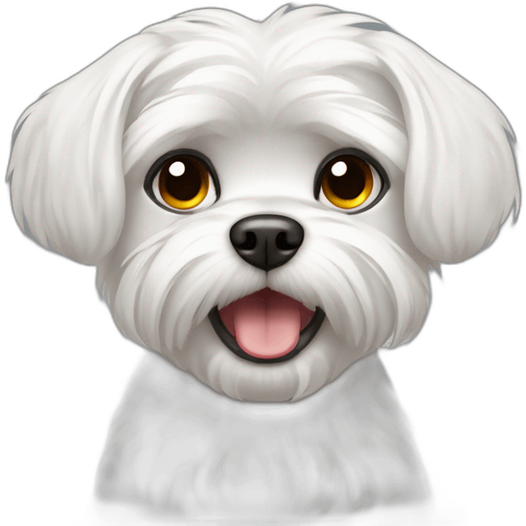 white Maltese little dog with angry face and black eyes emoji