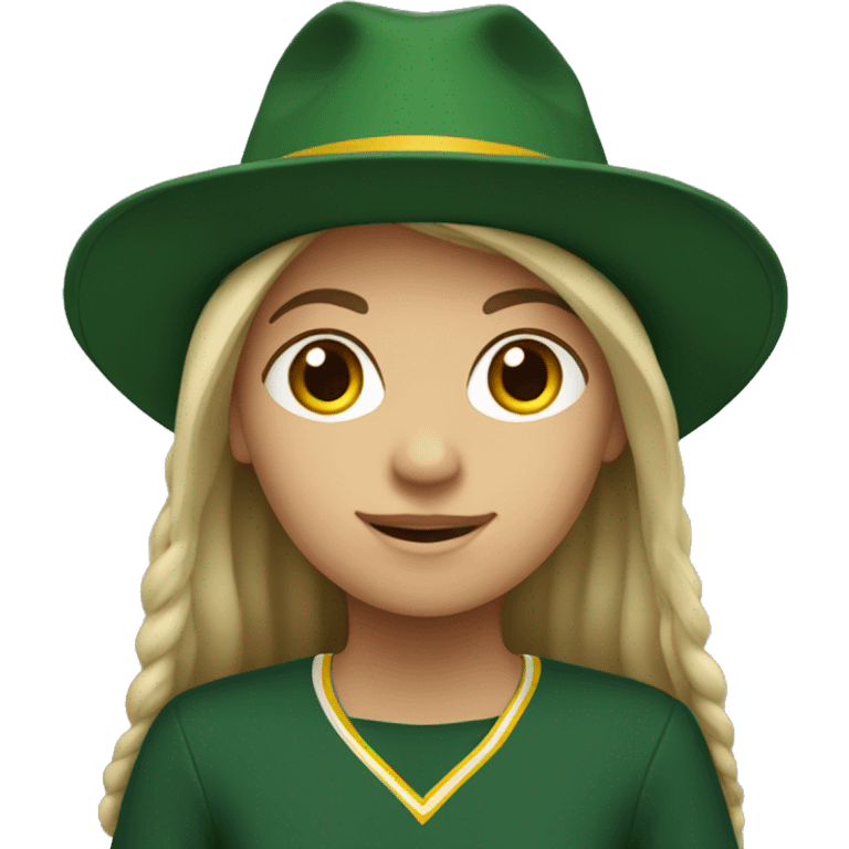 Caucasian girl wearing Baylor university hat emoji