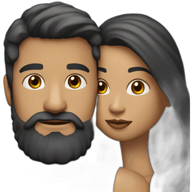 White-man-with-a-smooth-black-hair-cut-fade-and-a-black-beard-kissing-a-white-woman-with-long-brown-waved-hair emoji