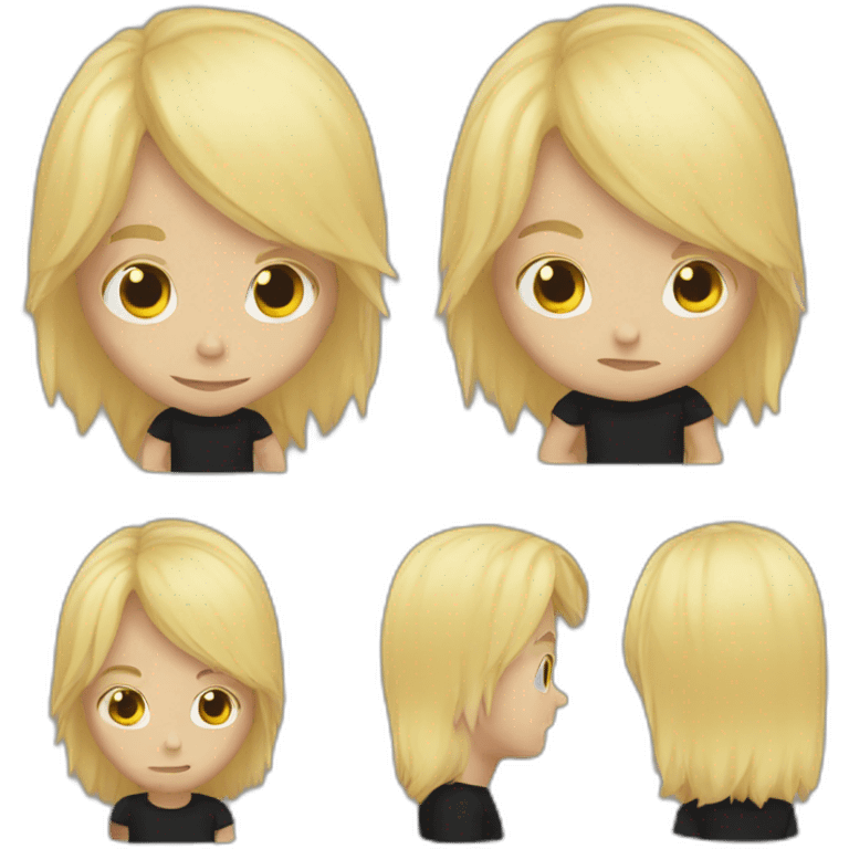 blond guy with black t-shirt waste up emoji