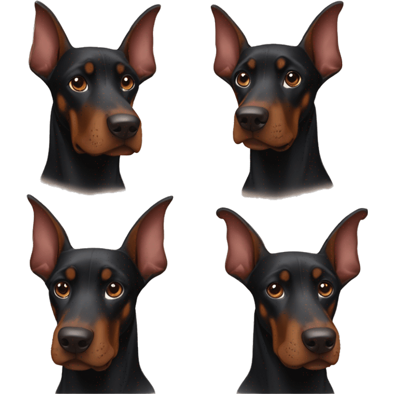 Black Doberman with erect ears and choco Doberman with hanging ears emoji