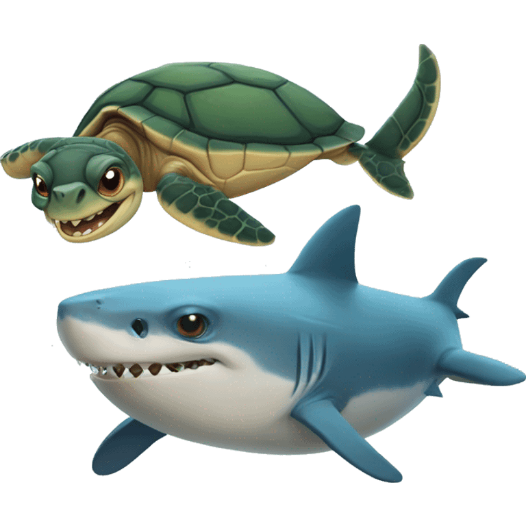 turtle and shark emoji