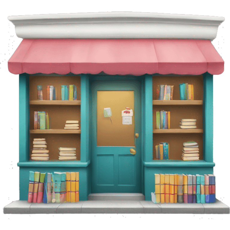 street shop with books and bubbles emoji